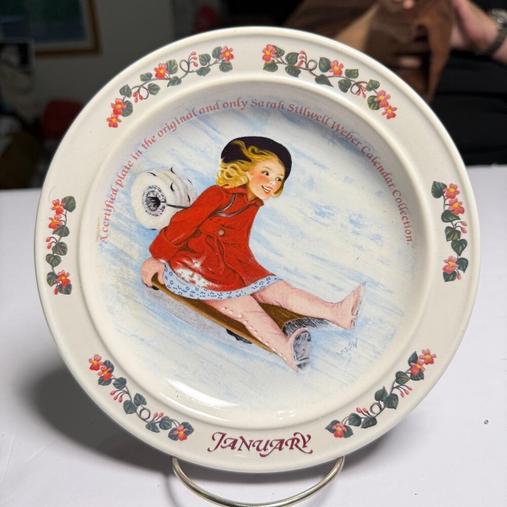 Newell Pottery Co JANUARY plate 7.25" Months Of The Year Numbered Vintage 1984